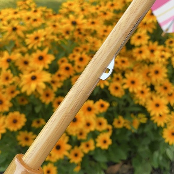 Vintage Oscar de la Renta Wooden Umbrella Pink and Green Swirls - Picture 3 of 16